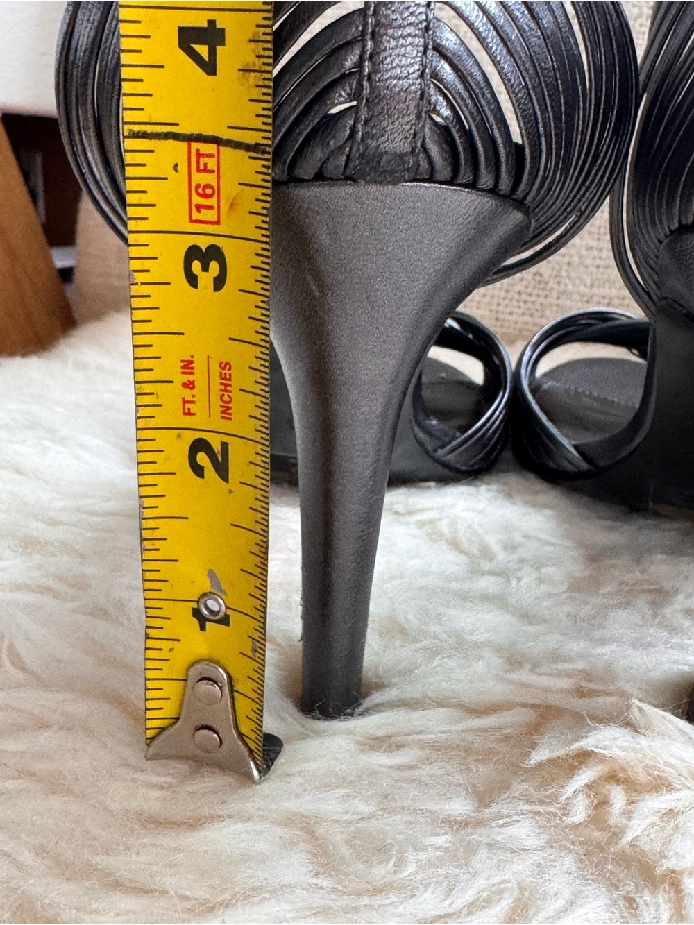 Lauren Ralph Lauren light Metallic Pewter Strappy Ankle‑Strap Heels - Picture 4 of 6
